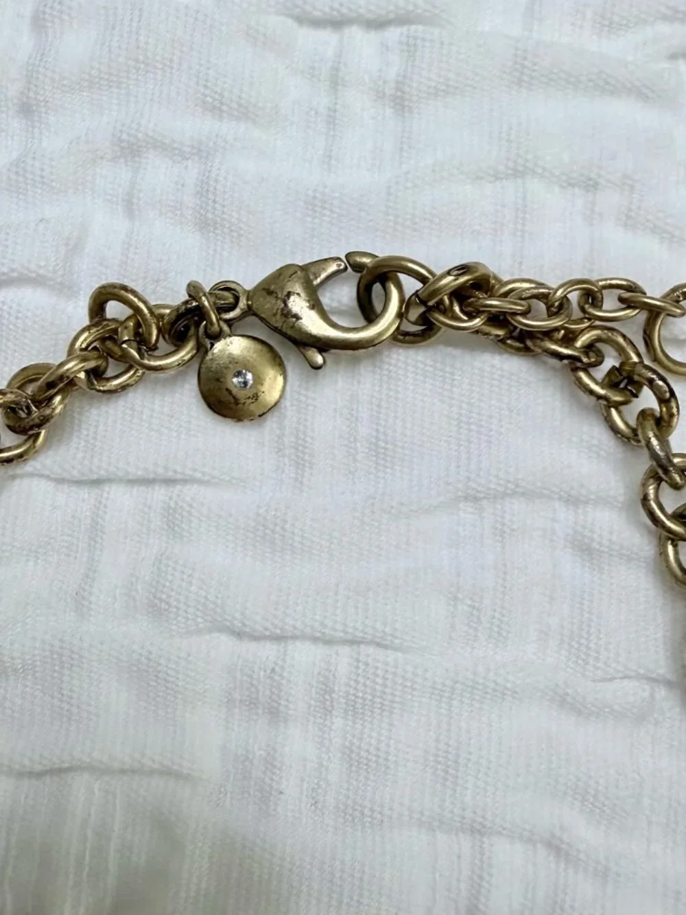 J. Crew Multi Color Necklace & Shape Rhinestone Costume Gold Tone Metal